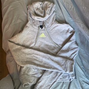 GREY CROP ADIDAS HOODIE